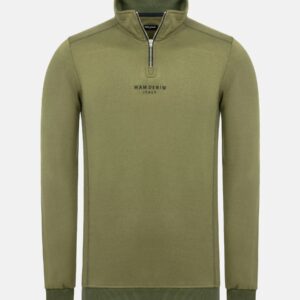 Pullover mit Stehkragen, halbem Reißverschluss und Stretchstoff