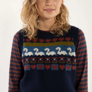 Strickpullunder aus Wollmischung mit Schwanenmuster