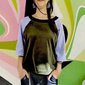 Top aus Bio-Baumwolle im Colourblock-Design mit Raglanärmeln