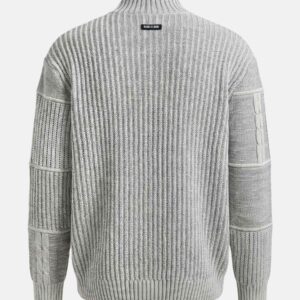 Alternative view of Strickpullover mit Patchmuster und Knopfstehkragen