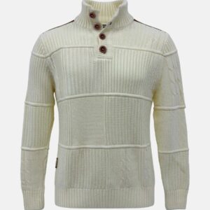 Strickpullover mit strukturierter Oberfläche und Stehkragen